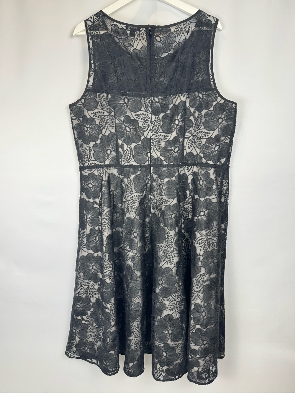 Ann Taylor Black Lace Overlay Sleeveless Midi Dress Cocktail Dress Formal Sz 18 - Picture 5 of 10